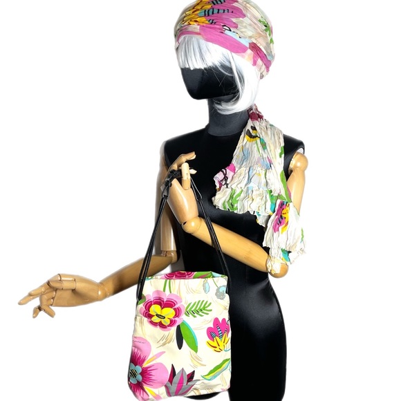 Gucci Tom Ford Authentic Vintage Floral Bag & Silk Scarf Coordinating Set Rare - Picture 1 of 14
